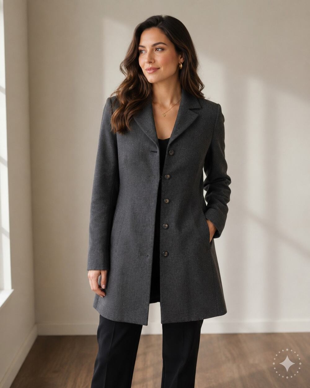 Morton Bernard Women’s Gray Longline Blazer Coat Button Front Career Jacket XL